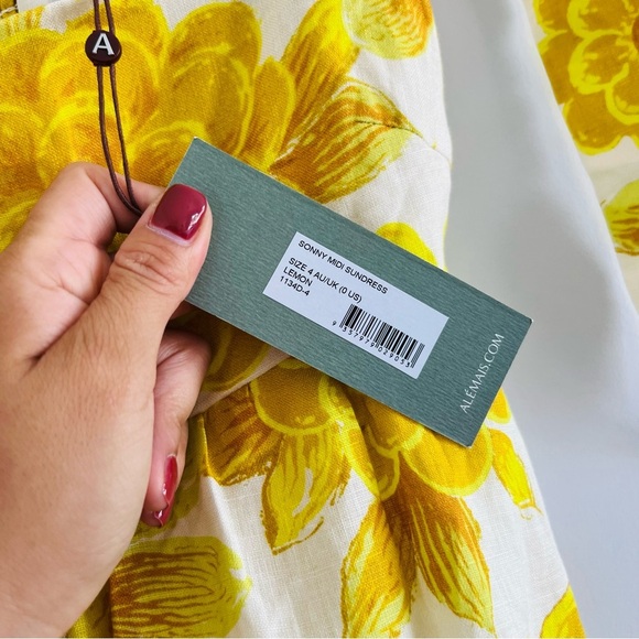 New Alemais Sonny Midi Sundress In Lemon Size 0​ - Picture 6 of 12